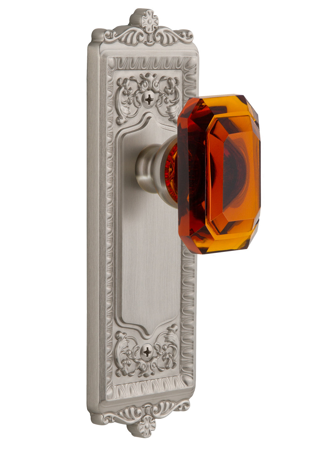 Grandeur Windsor Plate with Baguette Amber Knob