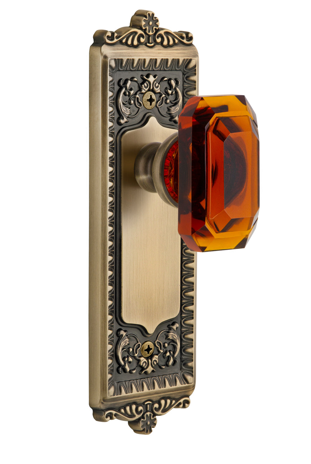 Grandeur Windsor Plate with Baguette Amber Knob