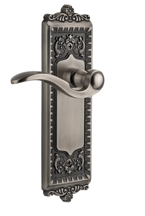 Grandeur Windsor Plate with Bellagio Lever in Antique Pewter
