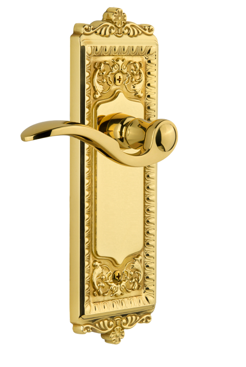 Grandeur Windsor Plate with Bellagio Lever in Polished Brass/Lifetime Brass