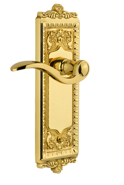 Grandeur Windsor Plate with Bellagio Lever in Polished Brass/Lifetime Brass