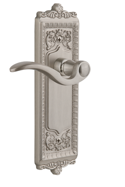 Grandeur Windsor Plate with Bellagio Lever in Satin Nickel