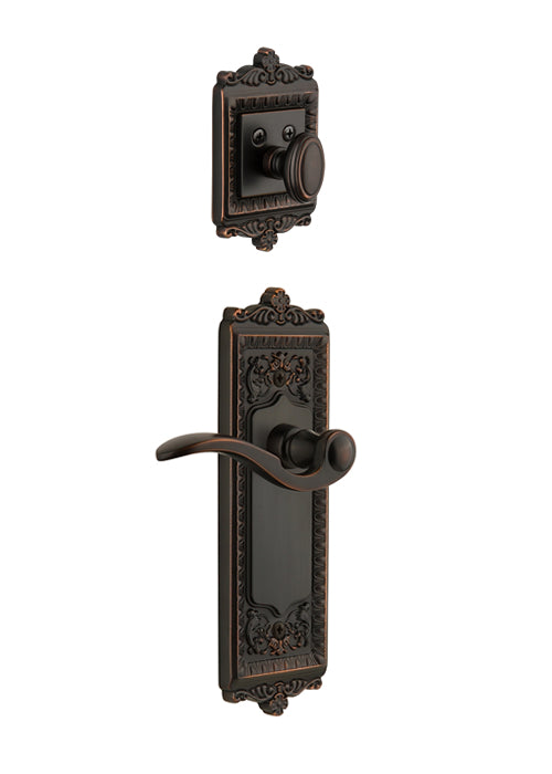 Grandeur Windsor Handleset with Bellagio Lever - (Interior Half Only, with Deadbolt)