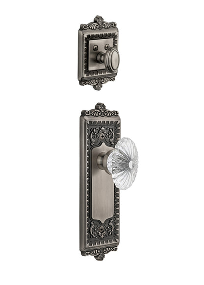 Grandeur Windsor Handleset with Burgundy Knob - (Interior Half Only, with Deadbolt)
