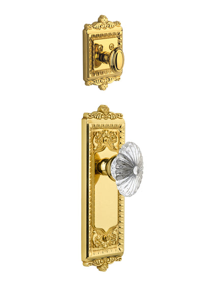 Grandeur Windsor Handleset with Burgundy Knob - (Interior Half Only, with Deadbolt)
