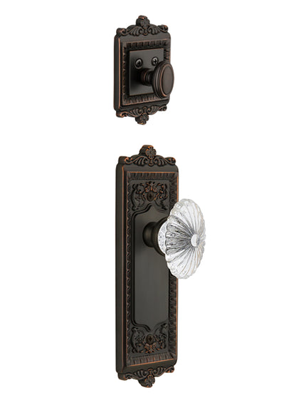 Grandeur Windsor Handleset with Burgundy Knob - (Interior Half Only, with Deadbolt)