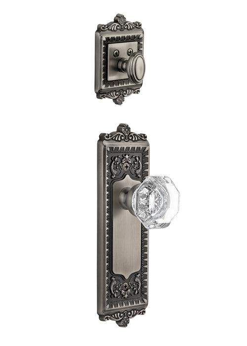 Grandeur Windsor Handleset with Chambord Knob - Interior Half Only Antique Pewter