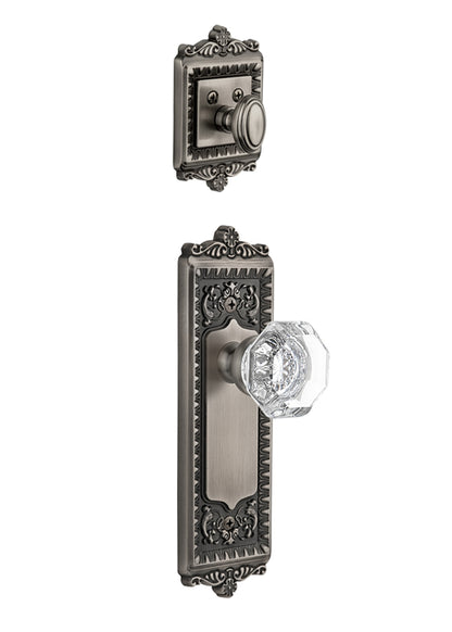 Grandeur Windsor Handleset with Chambord Knob - Interior Half Only Antique Pewter