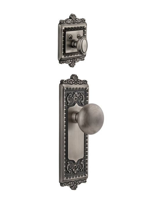 Grandeur Windsor Handleset with Fifth Avenue Knob - (Interior Half Only, with Deadbolt)