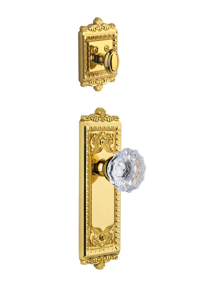 Grandeur Windsor Handleset with Fontainebleau Knob - (Interior Half Only, with Deadbolt)