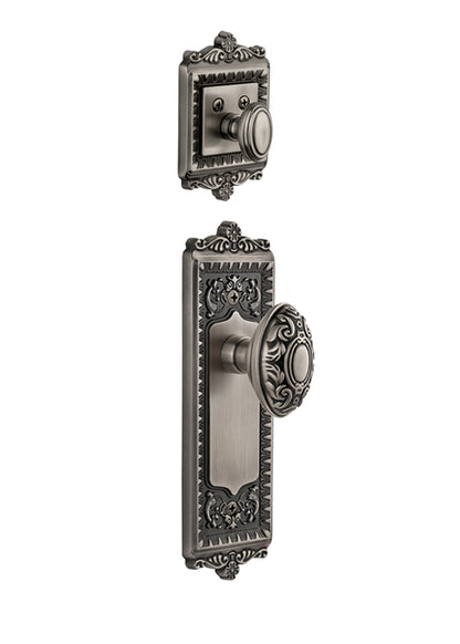 Grandeur Windsor Handleset with Grande Victorian Knob - (Interior Half Only, with Deadbolt)