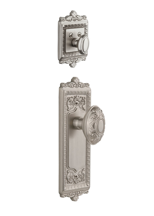 Grandeur Windsor Handleset with Grande Victorian Knob - (Interior Half Only, with Deadbolt)