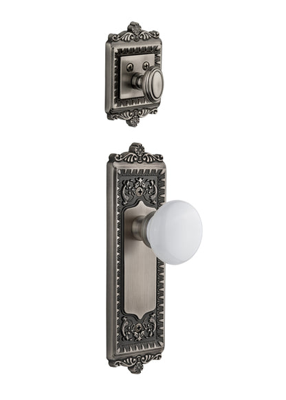 Grandeur Windsor Handleset with Hyde Park Knob - (Interior Half Only, with Deadbolt)