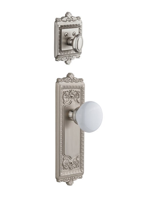 Grandeur Windsor Handleset with Hyde Park Knob - (Interior Half Only, with Deadbolt)