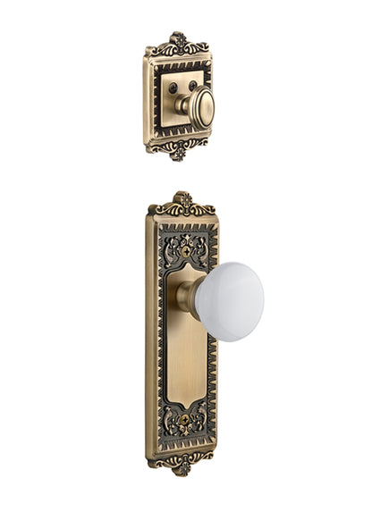 Grandeur Windsor Handleset with Hyde Park Knob - (Interior Half Only, with Deadbolt)