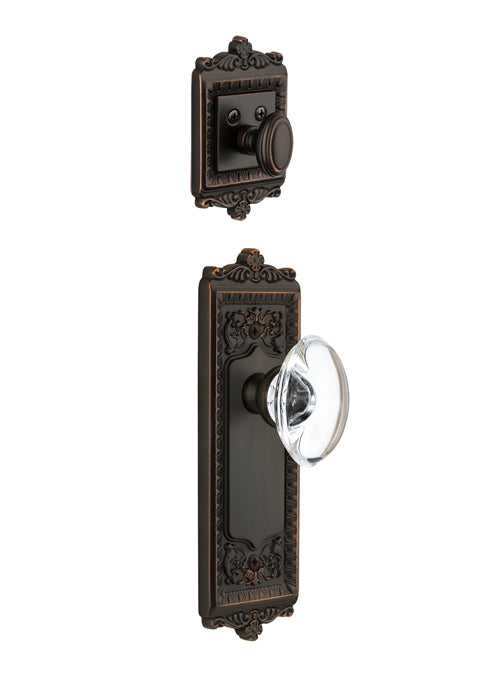 Grandeur Windsor Handleset with Provence Knob - (Interior Half Only, with Deadbolt)