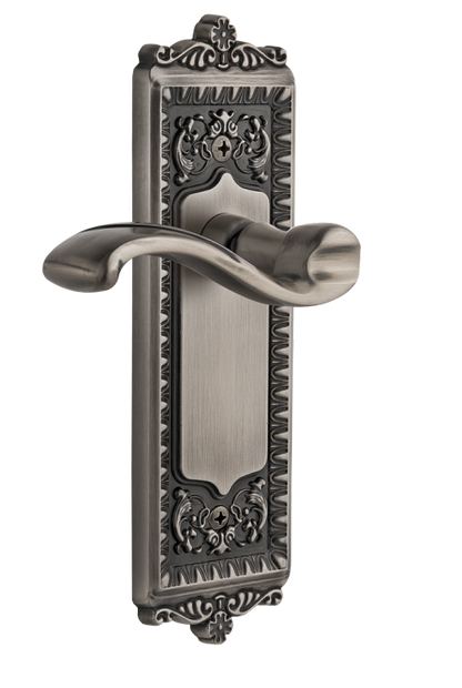 Grandeur Windsor Plate with Portofino Lever in Antique Pewter