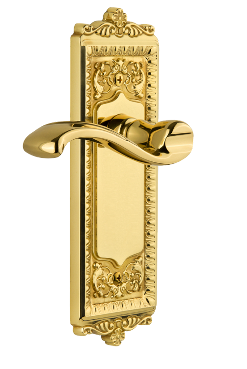 Grandeur Windsor Plate with Portofino Lever in Polished Brass/Lifetime Brass