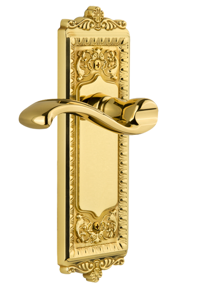 Grandeur Windsor Plate with Portofino Lever in Polished Brass/Lifetime Brass