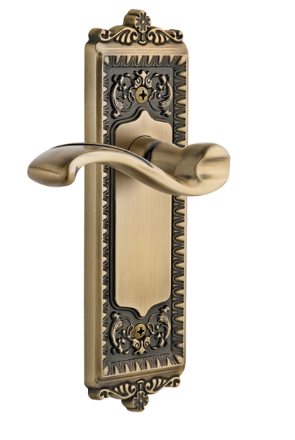Grandeur Windsor Plate with Portofino Lever in Vintage Brass