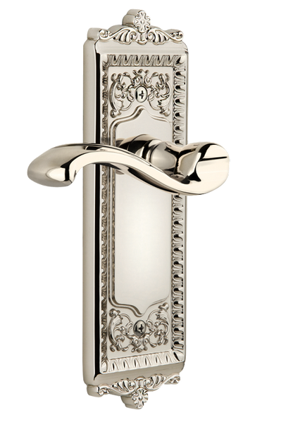 Grandeur Windsor Plate with Portofino Lever in Polished Nickel