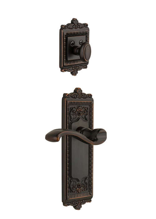 Grandeur Windsor Handleset with Portofino Lever - Interior Half Only Timeless Bronze