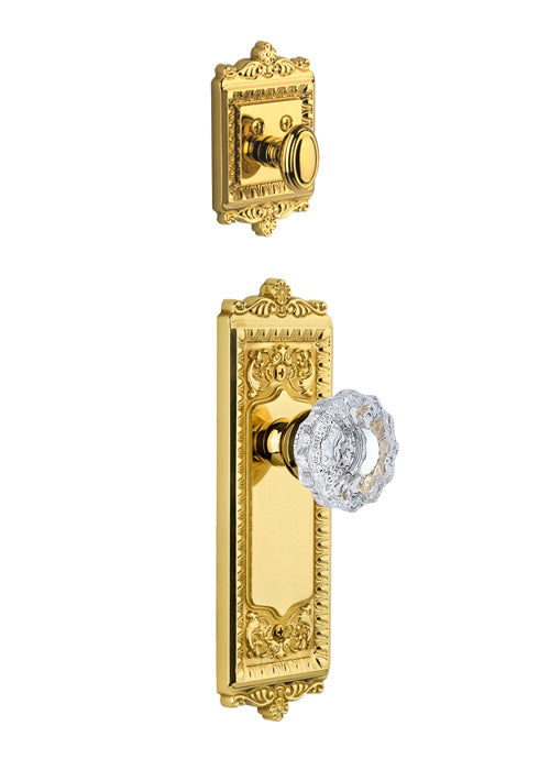 Grandeur Windsor Handleset with Versailles Knob - (Interior Half Only, with Deadbolt)