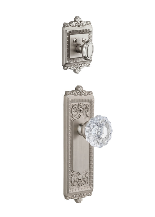 Grandeur Windsor Handleset with Versailles Knob - Interior Half Only Satin Nickel