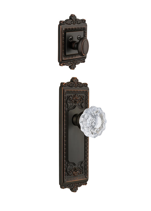 Grandeur Windsor Handleset with Versailles Knob - (Interior Half Only, with Deadbolt)