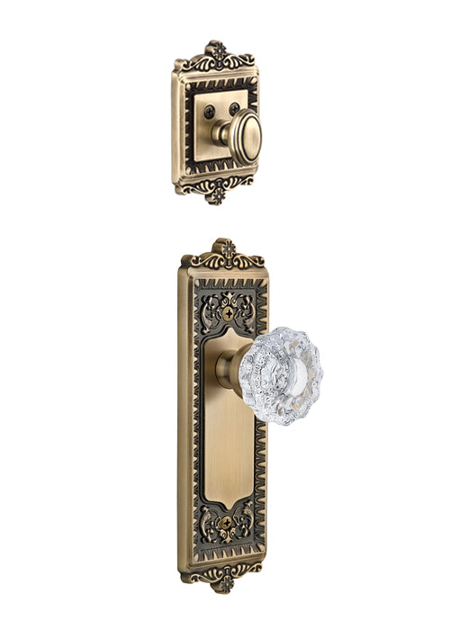 Grandeur Windsor Handleset with Versailles Knob - (Interior Half Only, with Deadbolt)