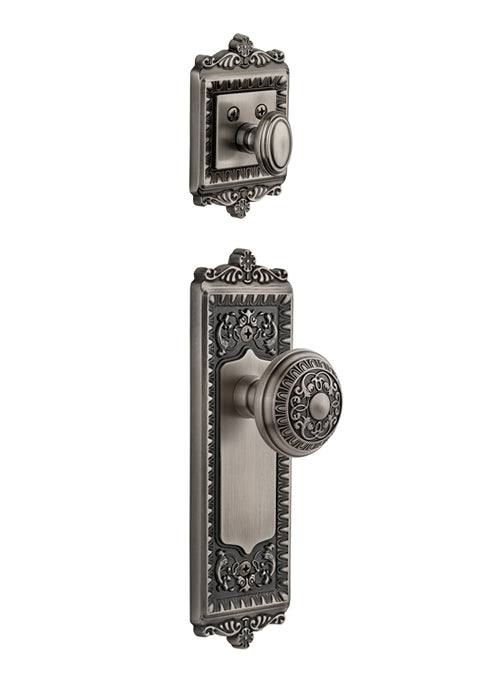 Grandeur Windsor Handleset with Windsor Knob - Interior Half Only Antique Pewter