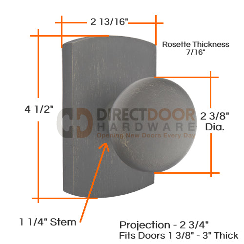 Emtek Bronze Winchester Sandcast knob - Style 4 Rosette Measurements