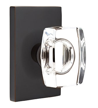 Emtek Windsor Crystal Knob with Modern Rectangular Rosette