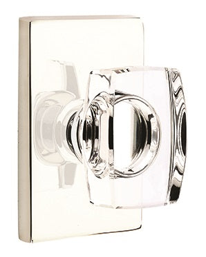 Emtek Windsor Crystal Knob with Modern Rectangular Rosette