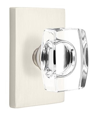 Emtek Windsor Crystal Knob with Modern Rectangular Rosette