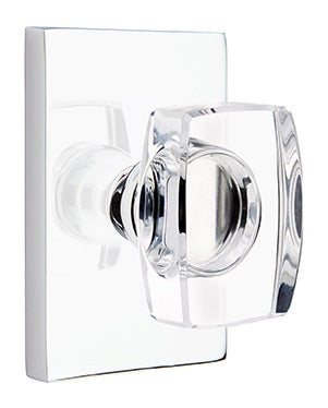 Emtek Windsor Crystal Knob with Modern Rectangular Rosette