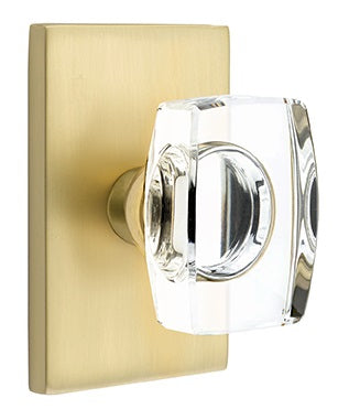 Emtek Windsor Crystal Knob with Modern Rectangular Rosette