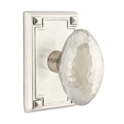 Emtek Hammered Egg Knob with Rectangular Rosette - Satin Nickel