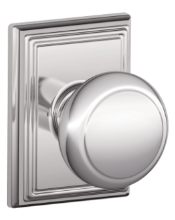 Andover Knob with Addison Rosette - Polished Chrome