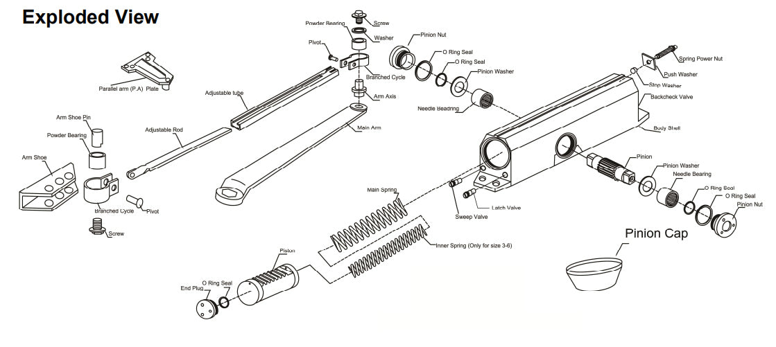 Advantage 2000 Series Door Closer Exploded