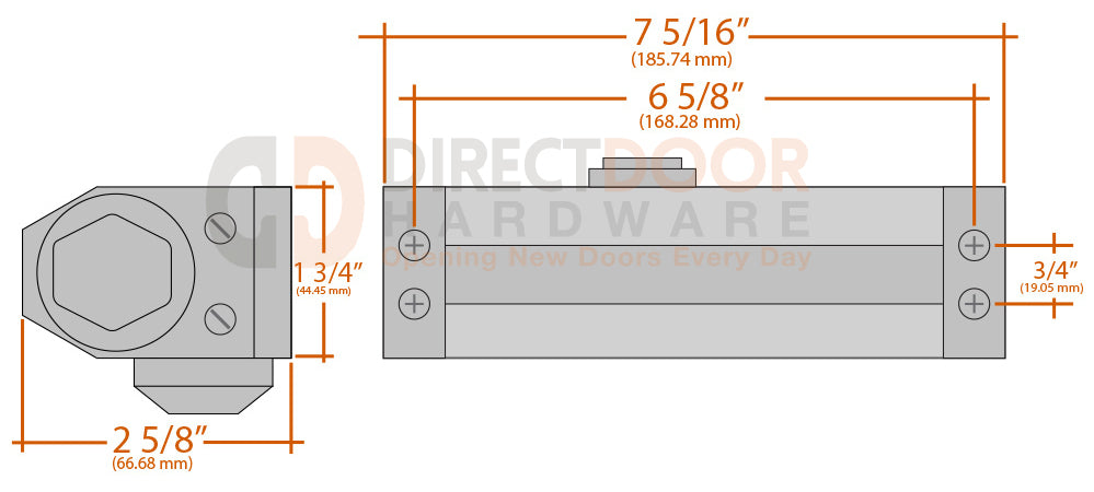 Advantage 2000 Series Door Closer Measurements