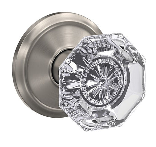 Schlage Custom Alexandria Glass Knob with Alden Trim - Satin Nickel