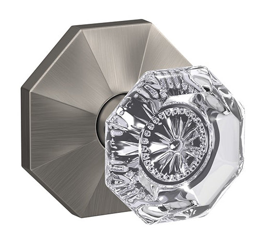 Schlage Custom Alexandria Glass Knob with Rosewood Trim - Satin Nickel