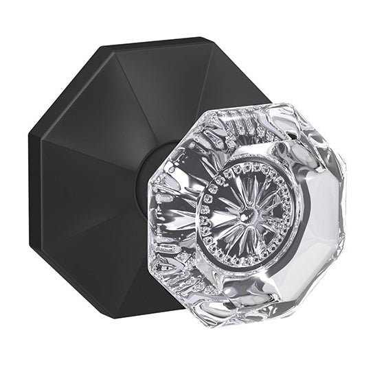 Schlage Custom Alexandria Glass Knob with Rosewood Trim - Matte Black