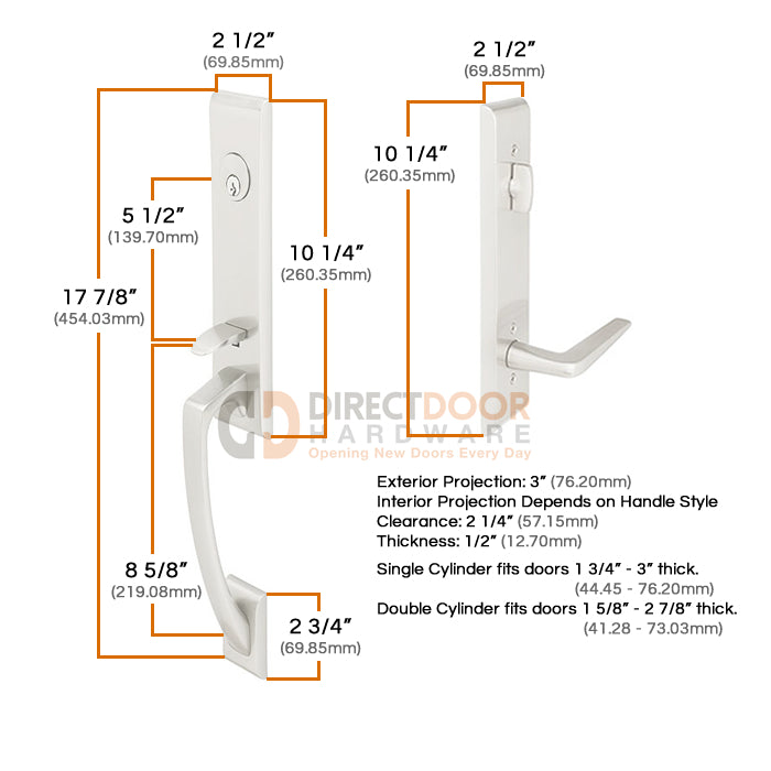 Emtek Apollo Handleset Measurements