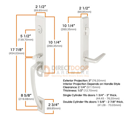 Emtek Apollo Handleset Measurements
