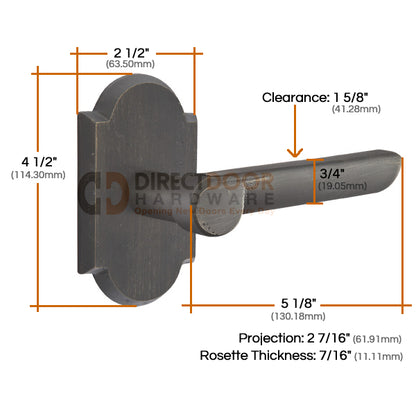 Emtek Aurora Lever with Style 1 Rosette Measurements