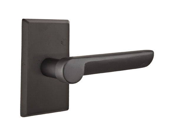 Emtek Sandcast Bronze Aurora Lever Handle with Style 3 Rosette