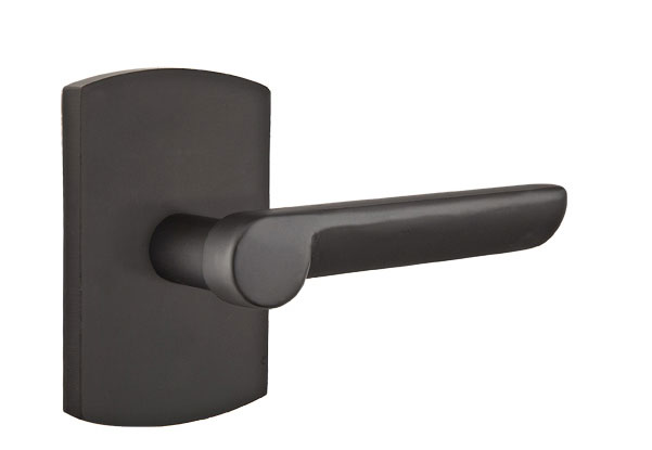 Emtek Sandcast Bronze Aurora Lever Handle with Style 4 Rosette
