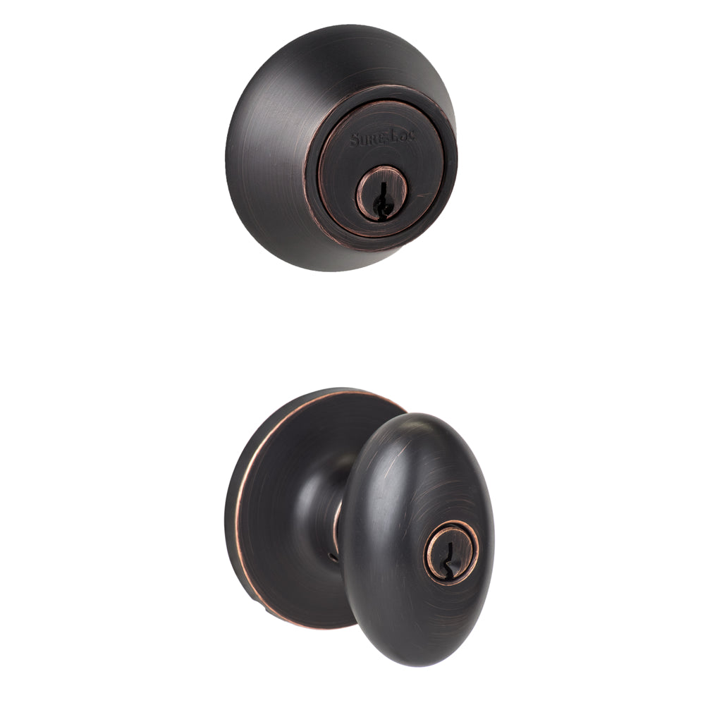 Sure-Loc Arapaho Knob with deadbolt Exterior - Vintage Bronze